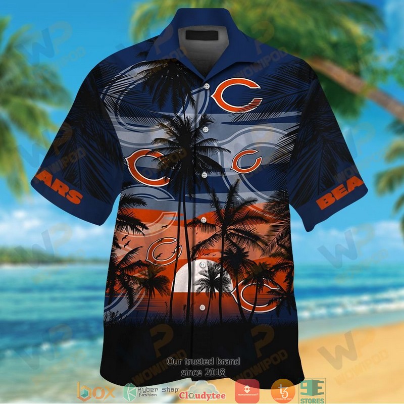 Chicago Bears Coconut island navy blue Hawaiian Shirt short