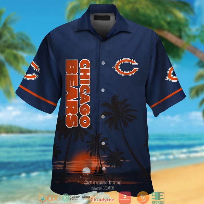 Chicago Bears Coconut island night moon Hawaiian Shirt short