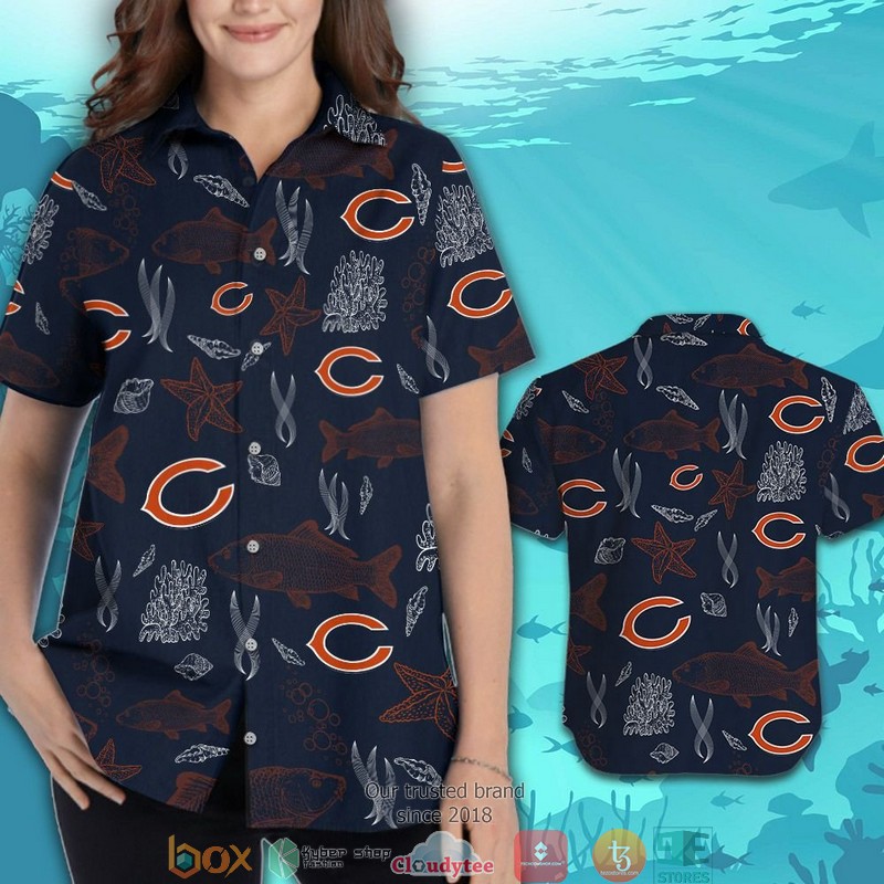 Chicago Bears Fish Ocean Hawaiian shirt, short 3 Chicago Bears Fish Ocean Hawaiian shirt short 1 2