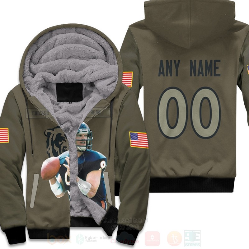 Chicago Bears Jim McMahon 9 NFL Olive Personalized 3D Fleece Hoodie