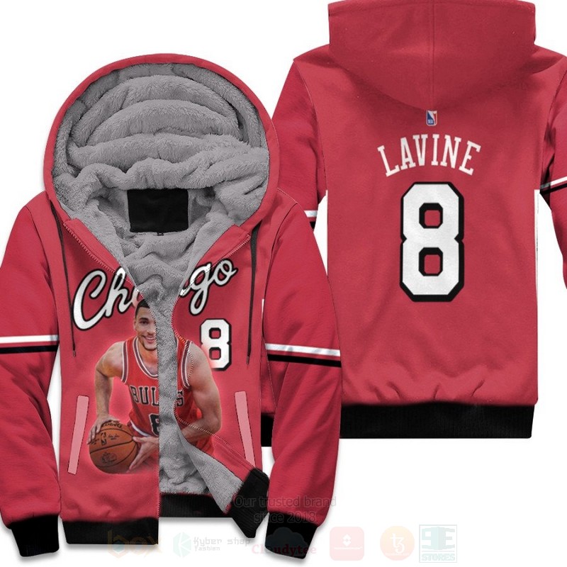 Chicago Bulls Zach Lavine 8 NBA 2021 2022 City Red 3D Fleece Hoodie
