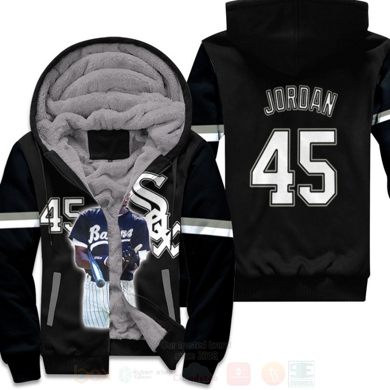 Chicago White Sox Mashed Up Michael Jordan 45 Player Black 3D Fleece Hoodie