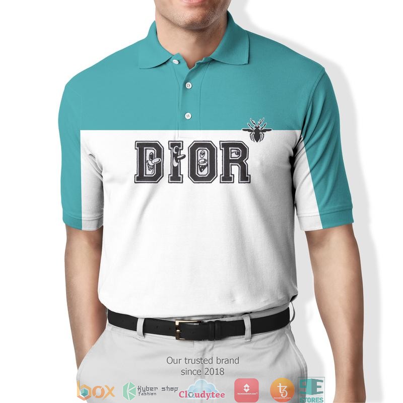 Christian Dior Bee Blue White Polo Shirt