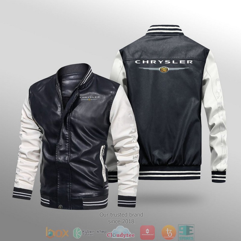 Chrysler Car Brand Leather Bomber Jacket