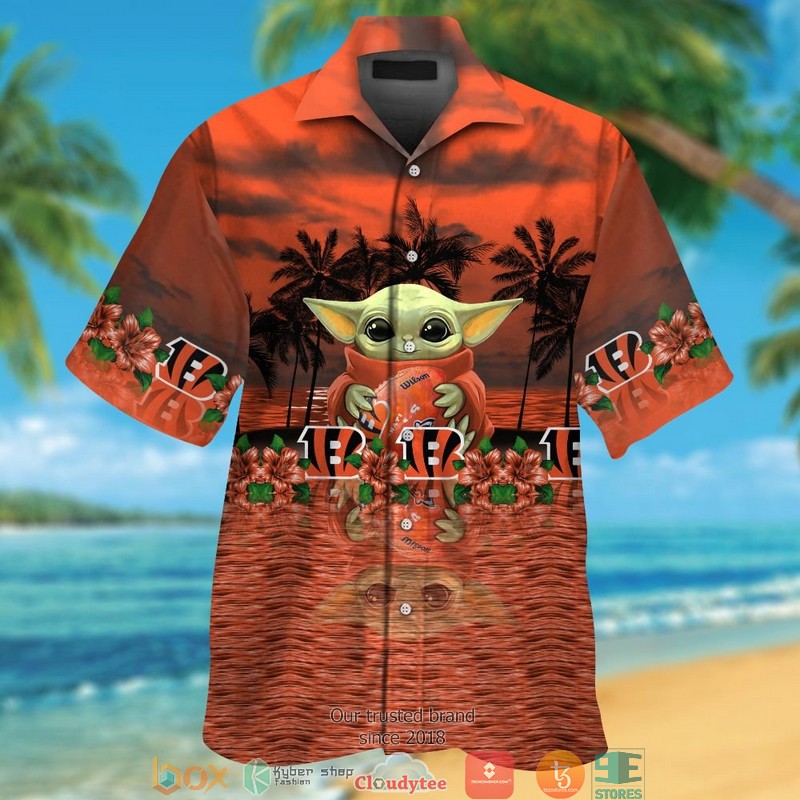 Cincinnati Bengals Baby Yoda Hawaiian Shirt, short 13 Cincinnati Bengals Baby Yoda Hawaiian Shirt short