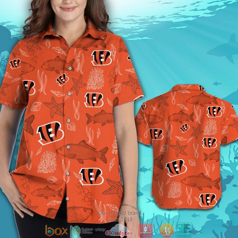 Cincinnati Bengals Fish Ocean Hawaiian Shirt, short 3 Cincinnati Bengals Fish Ocean Hawaiian Shirt short 1 2