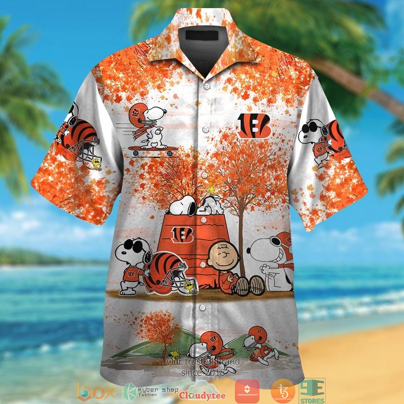 Cincinnati Bengals Snoopy And Charlie Brown Autumn Hawaiian Shirt short