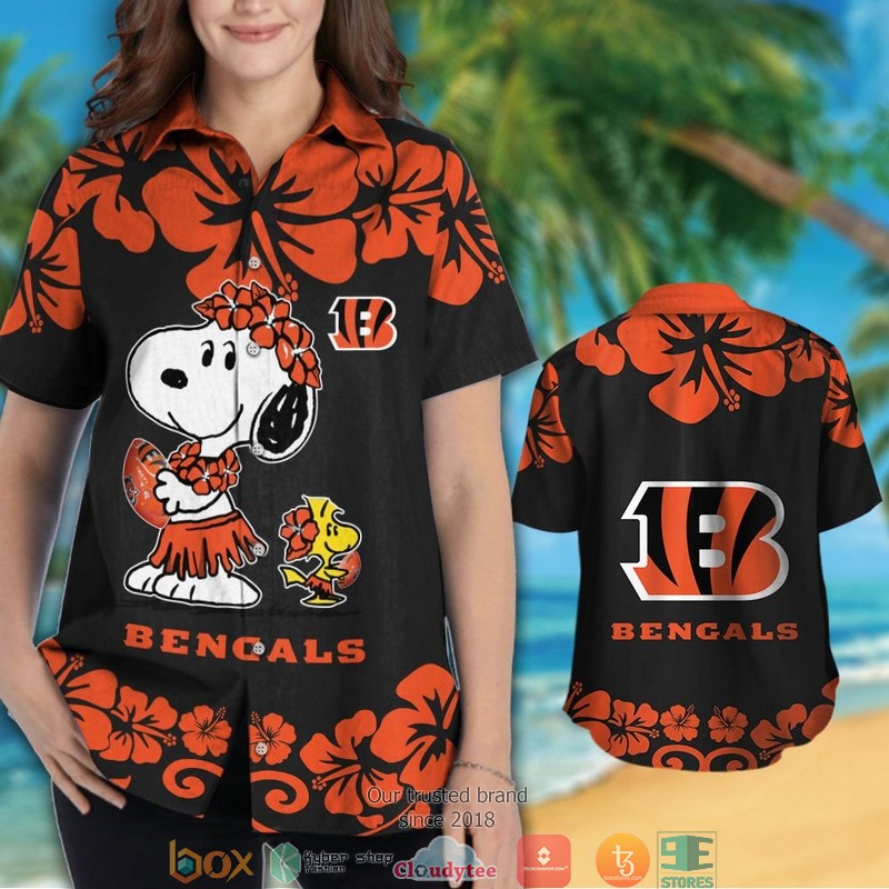 Cincinnati Bengals Snoopy Dance Hawaiian Shirt, short 3 Cincinnati Bengals Snoopy Dance Hawaiian Shirt short 1 2