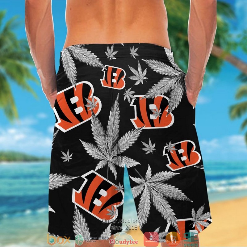 Cincinnati Bengals cannabis Black Hawaiian Shirt short 1 2 3 4 5
