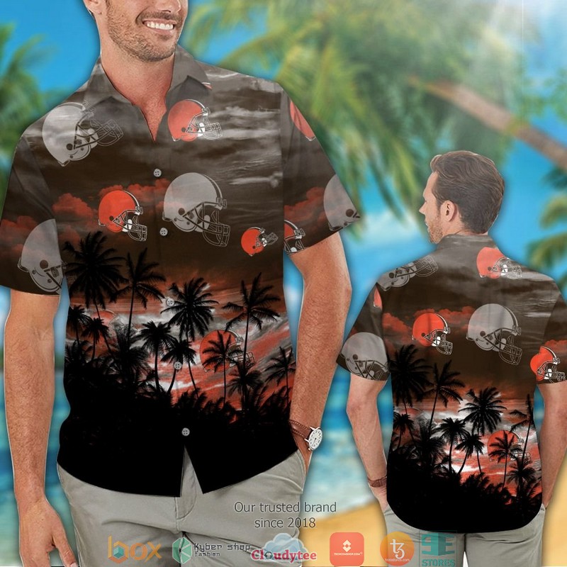 Cleveland Browns Coconut island Dark Hawaiian Shirt short 1