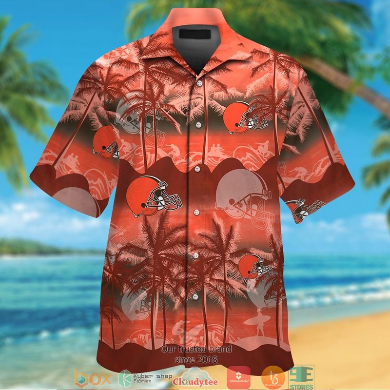 Cleveland Browns Coconut island Ocean Orange Hawaiian Shirt short