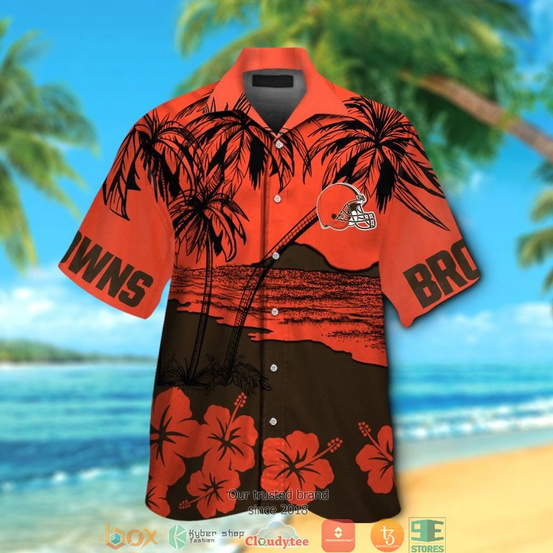 Cleveland Browns Coconut island Orange Hawaiian Shirt short