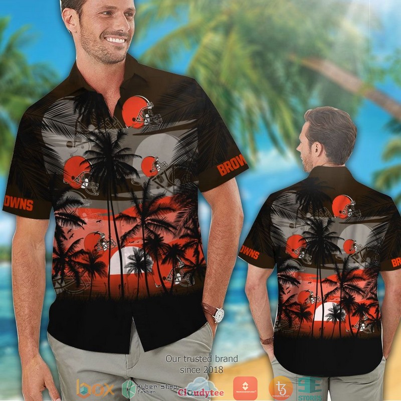 Cleveland Browns Coconut island Sunset Hawaiian Shirt short 1