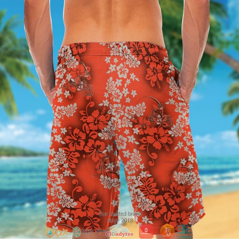 Cleveland Browns Hibiscus Flower pattern Orange Hawaiian Shirt, short 6 Cleveland Browns Hibiscus Flower pattern Orange Hawaiian Shirt short 1 2 3 4 5