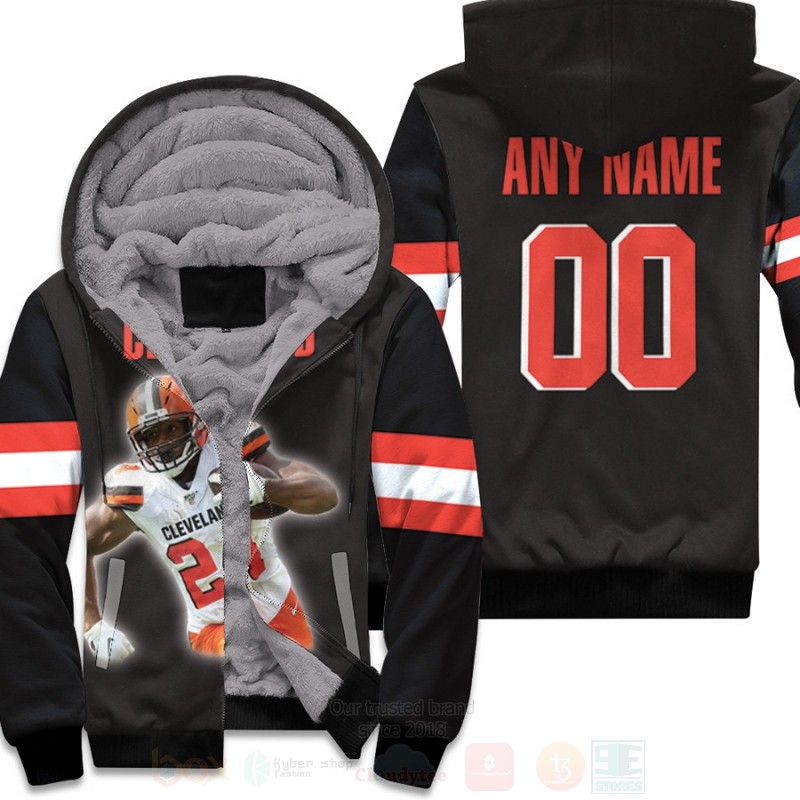Cleveland Browns Nick Chubb 24 NFL Black Personalized 3D Fleece Hoodie
