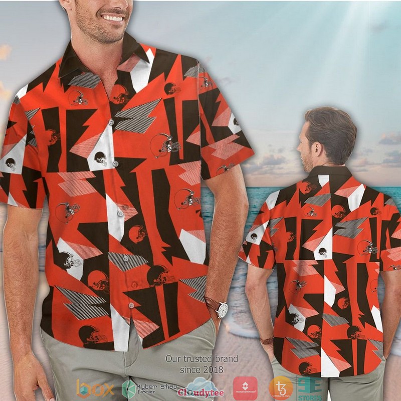 Cleveland Browns Orange Brown Hawaiian Shirt short 1