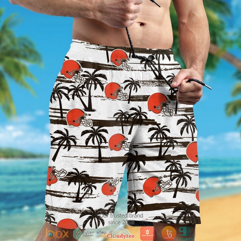 Cleveland Browns coconut pattern white Hawaiian Shirt, short 5 Cleveland Browns coconut pattern white Hawaiian Shirt short 1 2 3 4