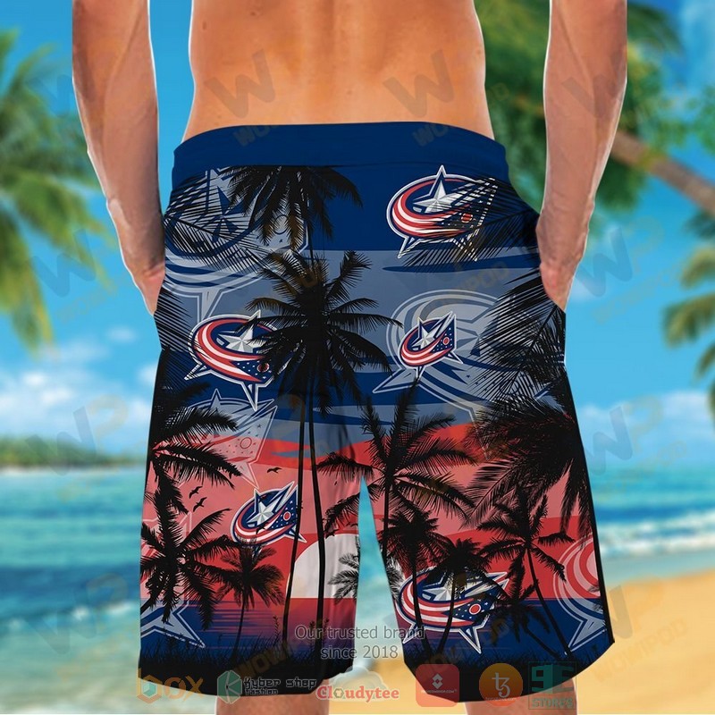 Columbus Blue Jackets Hawaiian Shirt and shorts 1 2 3 4 5