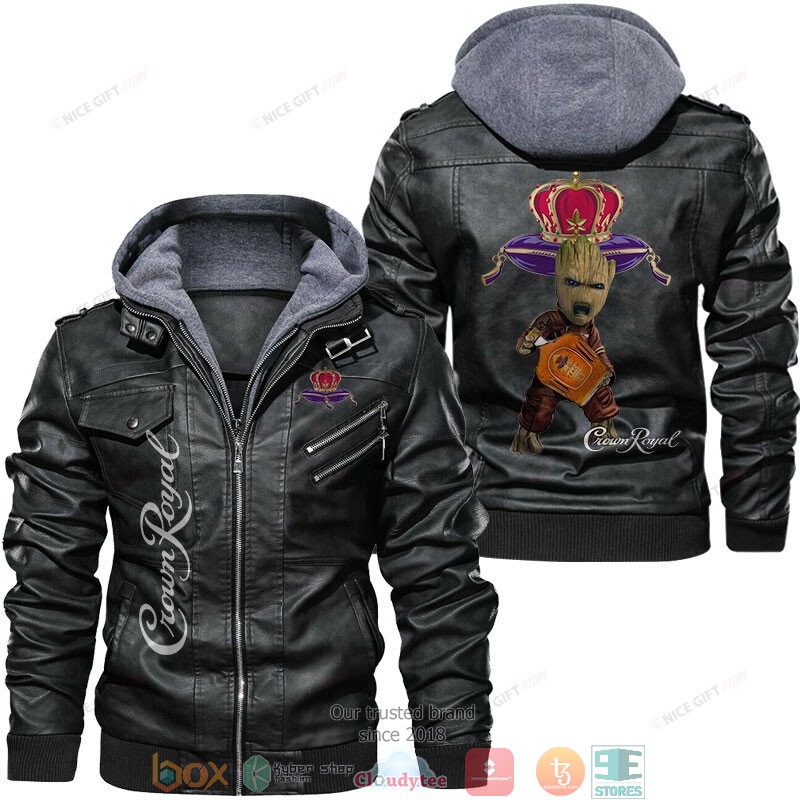 Crown Royal peach Baby Groot Leather Jacket