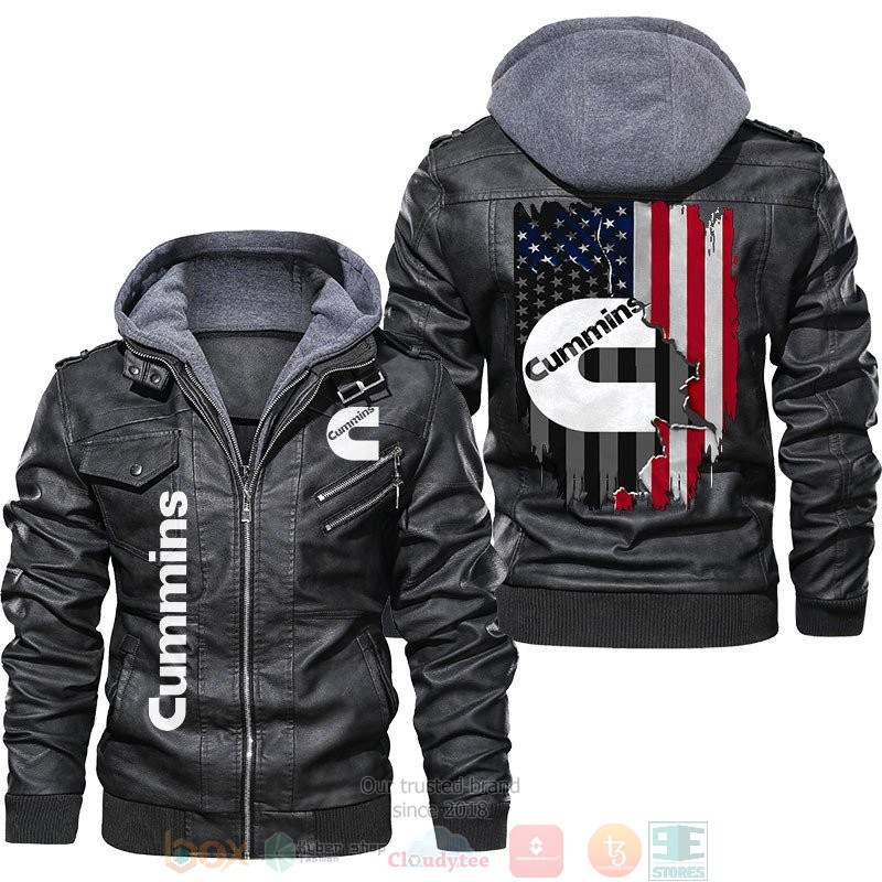 Cummins American Flag Leather Jacket
