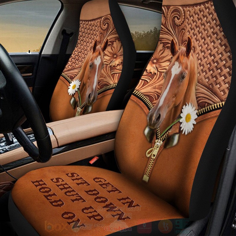 BEST Daisy Horse Get In Sit Down Shut Up Hold On 3D Car Seat Covers 3 Daisy Horse Get In Sit Down Shut Up Hold On Car Seat Covers 1 2