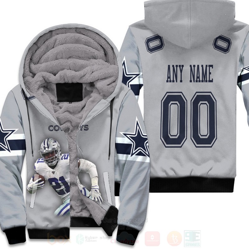 Dallas Cowboys Ezekiele Elliott 21 NFL White Personalized 3D Fleece Hoodie
