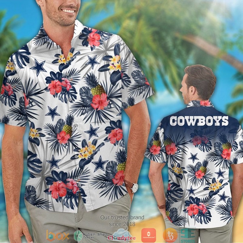 Dallas Cowboys Hibiscus Pineapple Hawaiian Shirt short 1