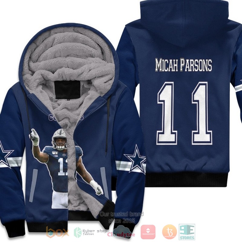 BEST Dallas Cowboys Micah Parsons 11 NFL Navy 3D fleece hoodie 3 Dallas Cowboys Micah Parsons 11 NFL Navy fleece hoodie