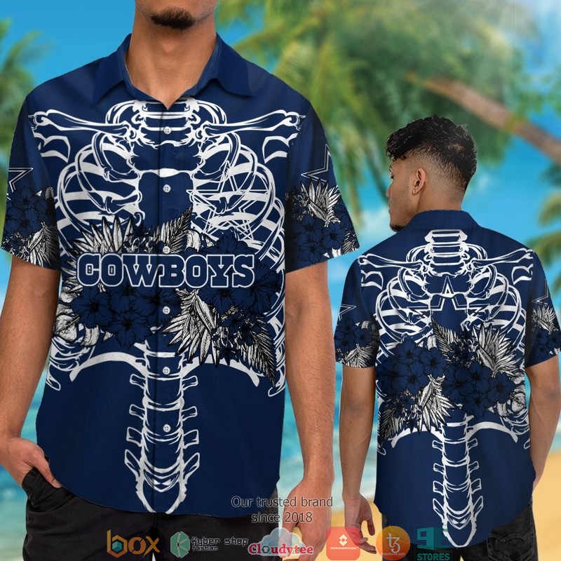 Dallas Cowboys backbone hibiscus Hawaiian Shirt short 1