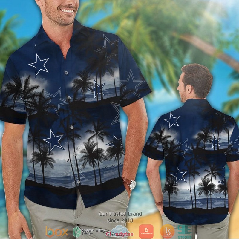 Dallas Cowboys coconut island navy ocean Hawaiian Shirt short 1