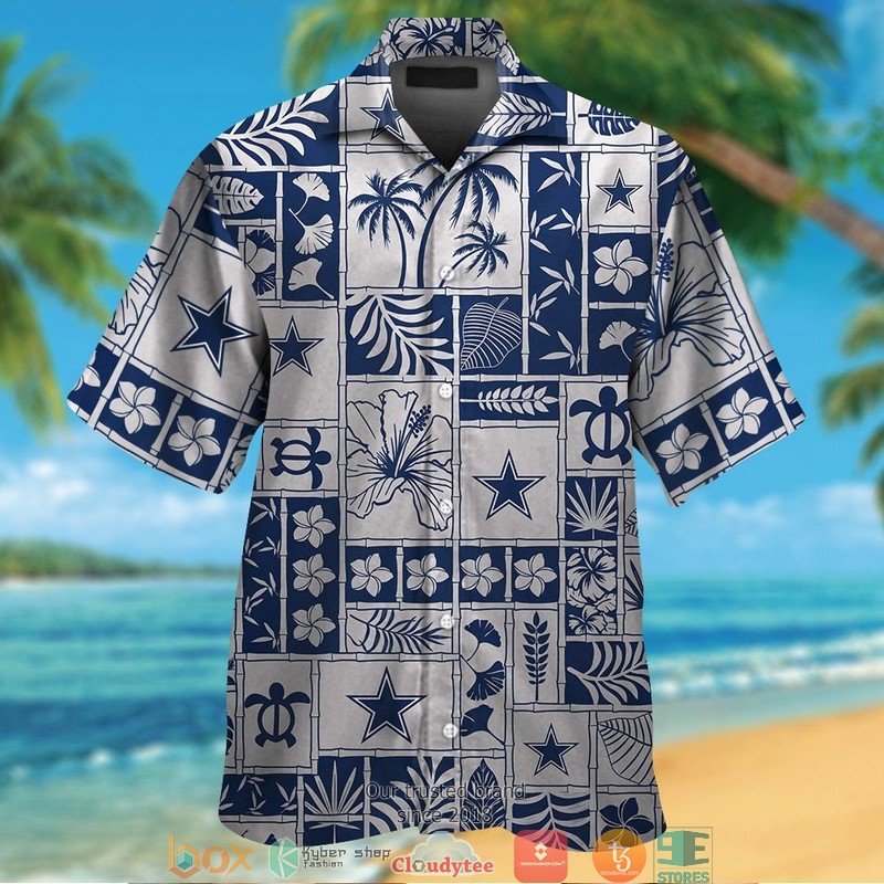 Dallas Cowboys hibiscus leaf ocean square pattern Hawaiian Shirt short