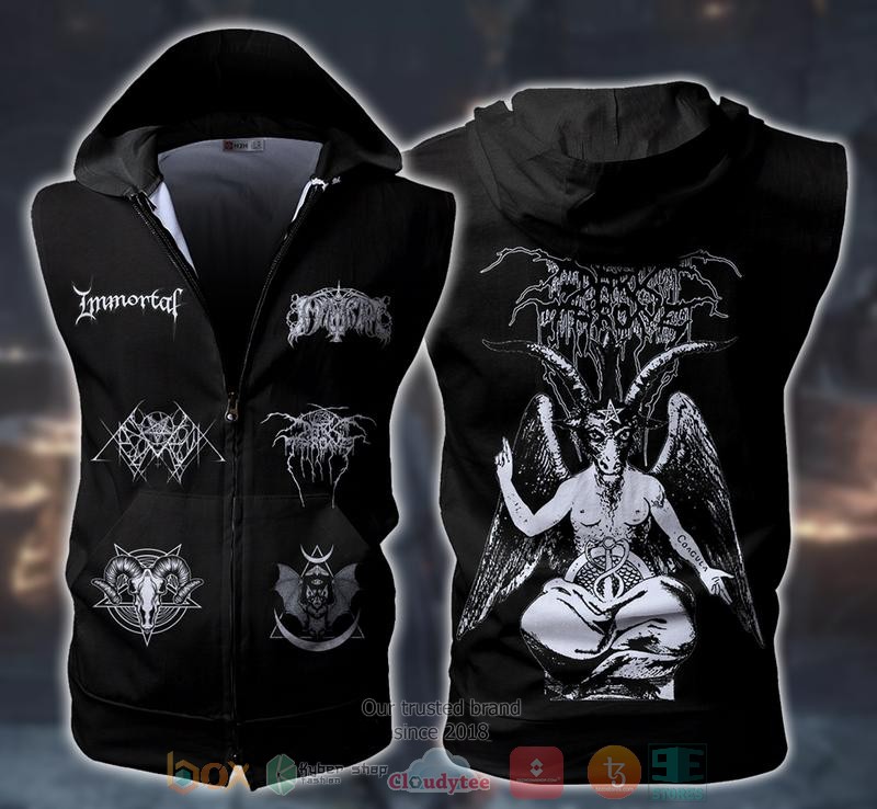 Darkthrone Rock Band Sleeveless zip vest leather jacket