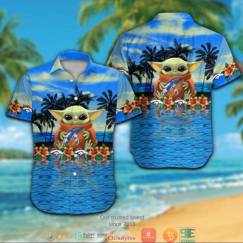 Denver Broncos Baby Yoda Ocean Hawaiian Shirt