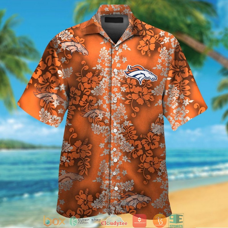 Denver Broncos Hibiscus flower pattern Hawaiian Shirt short