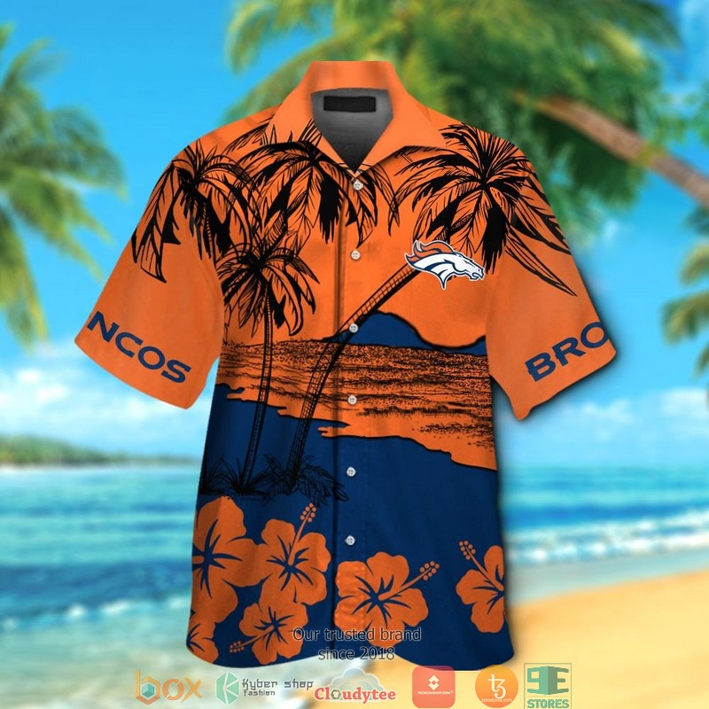 Denver Broncos coconut island Orange Hawaiian Shirt short