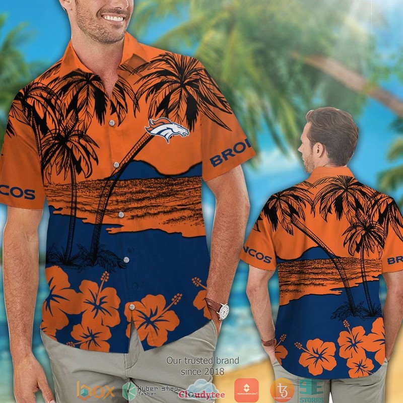 Denver Broncos coconut island Orange Hawaiian Shirt short 1