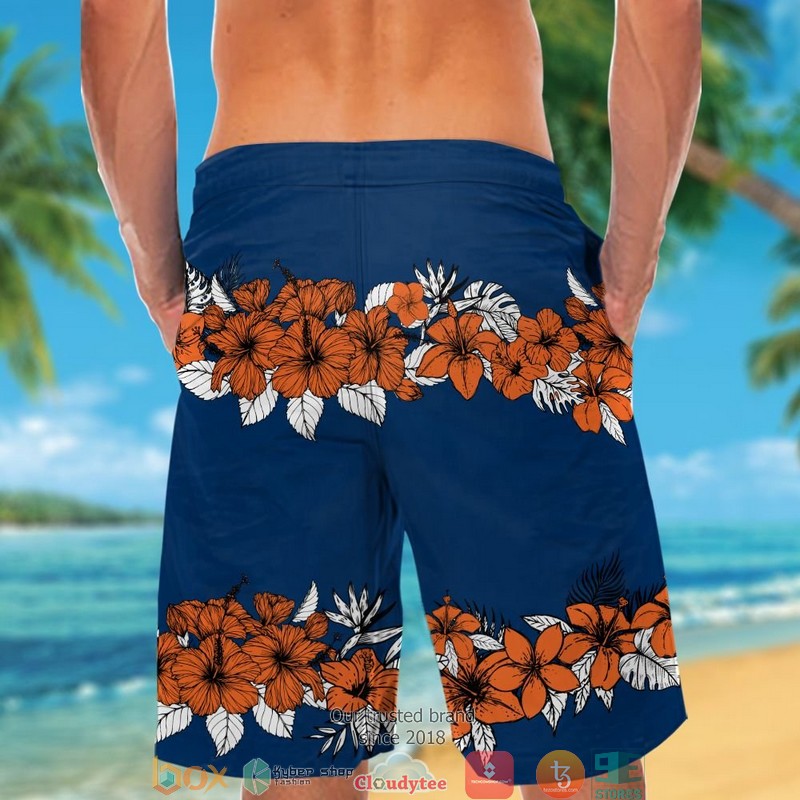 Denver Broncos hibiscus flower line Hawaiian Shirt short 1 2 3 4 5
