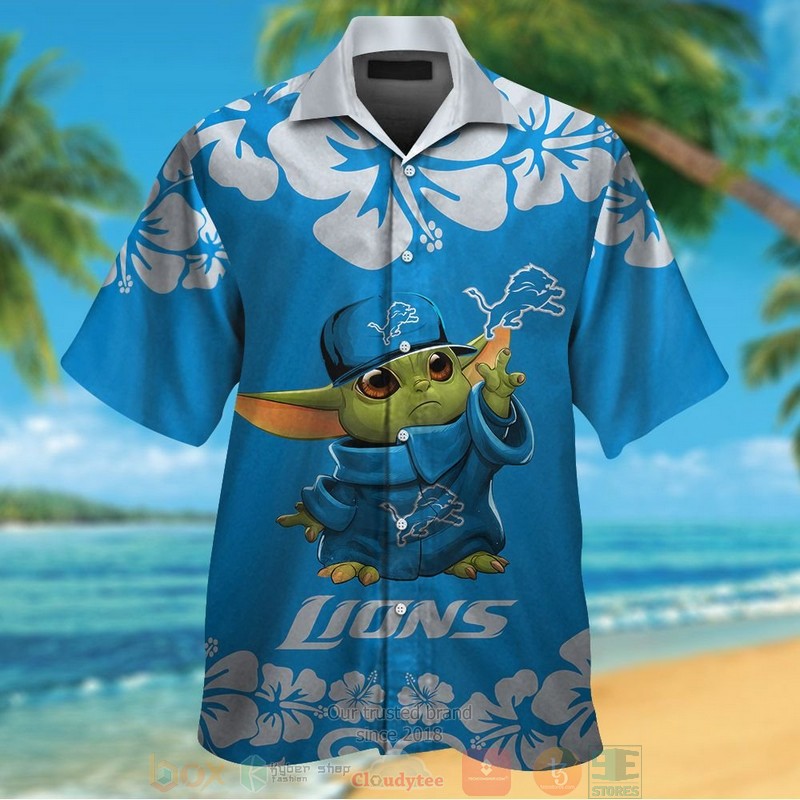 Detroit Lions Baby Yoda hawaiian shirt and shorts