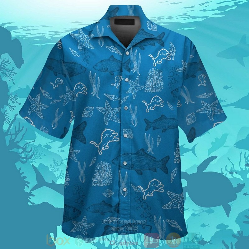 HOT Detroit Lions Fish hawaiian shirt and shorts 1 Detroit Lions Fish hawaiian shirt and shorts