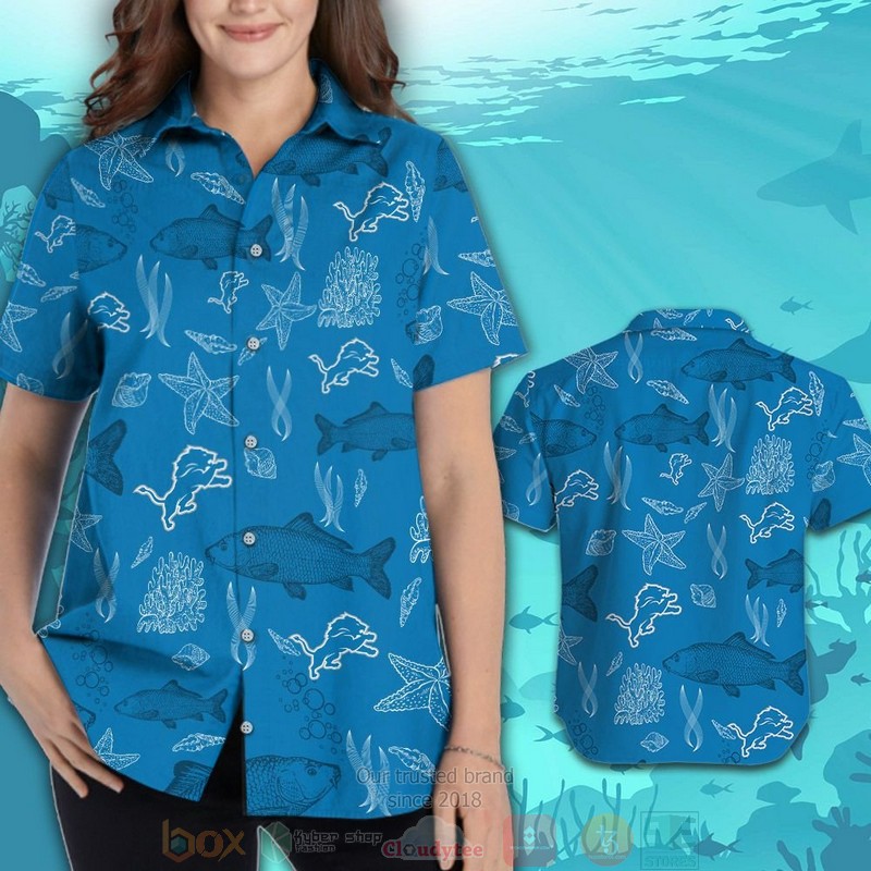 HOT Detroit Lions Fish hawaiian shirt and shorts 3 Detroit Lions Fish hawaiian shirt and shorts 1 2