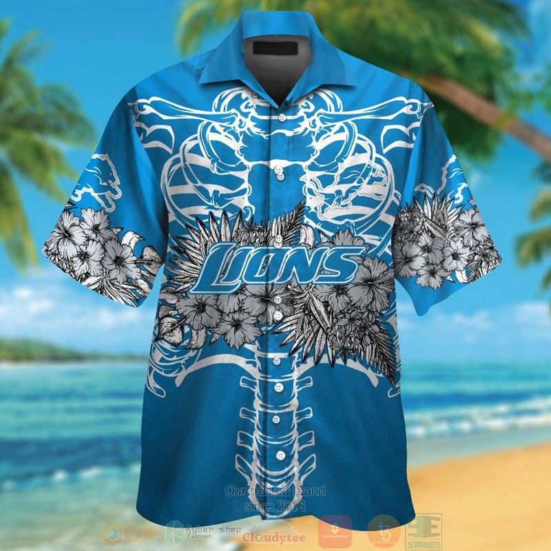 Detroit Lions Hibiscus hawaii shirt shorts