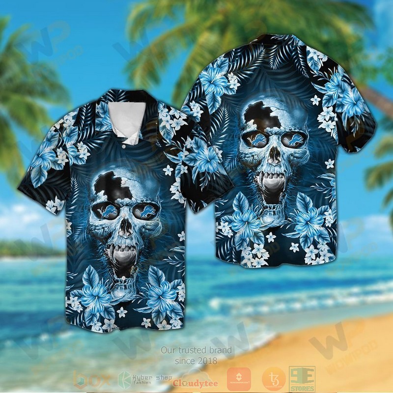 Detroit Lions Skull hawaiian shirt and shorts