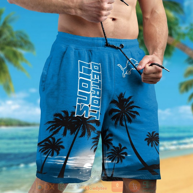 Detroit Lions blue palm tree hawaii shirt shorts 1 2 3 4