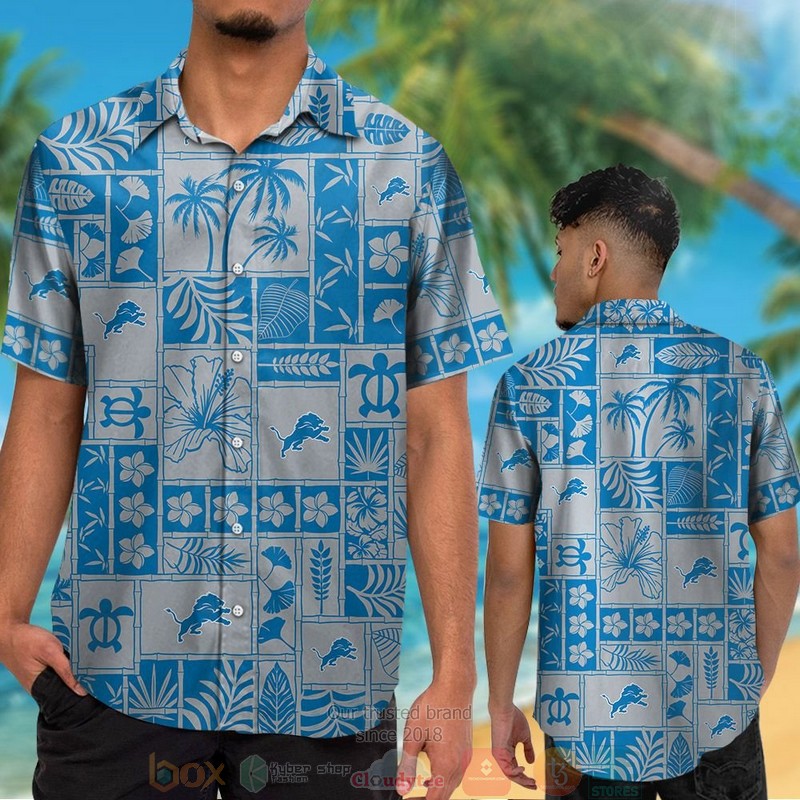 HOT Detroit Lions logo Hibiscus hawaii shirt, shorts 2 Detroit Lions logo Hibiscus hawaii shirt shorts 1