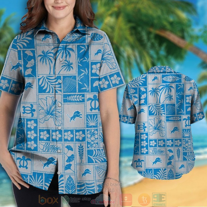 HOT Detroit Lions logo Hibiscus hawaii shirt, shorts 3 Detroit Lions logo Hibiscus hawaii shirt shorts 1 2