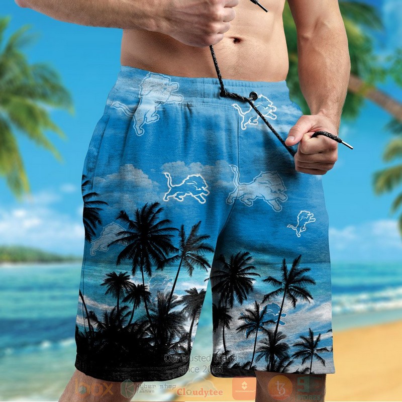 HOT Detroit Lions palm tree blue black hawaiian shirt and shorts 5 Detroit Lions palm tree blue black hawaiian shirt and shorts 1 2 3 4