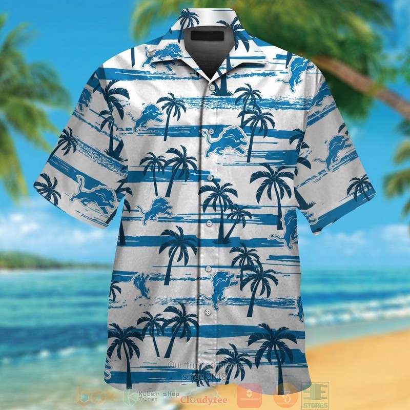 Detroit Lions palm tree hawaiian shirt and shorts