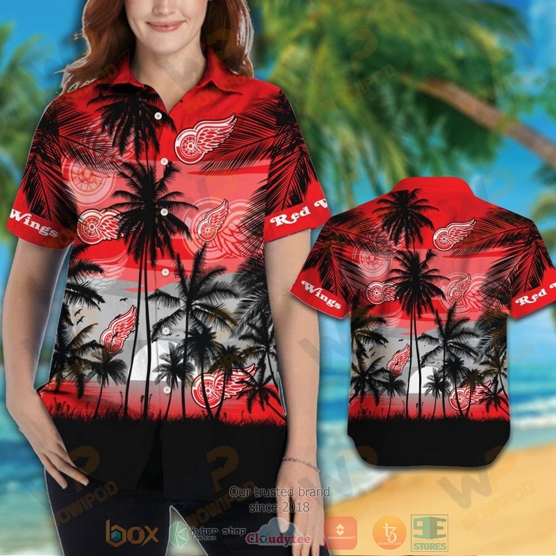 HOT Detroit Red Wings Hawaiian Shirt and shorts 3 Detroit Red Wings Hawaiian Shirt and shorts 1 2