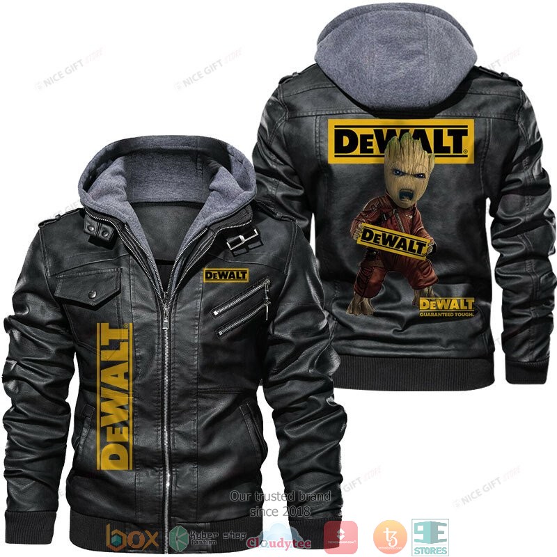 Dewalt Baby Groot Hug logo Leather Jacket