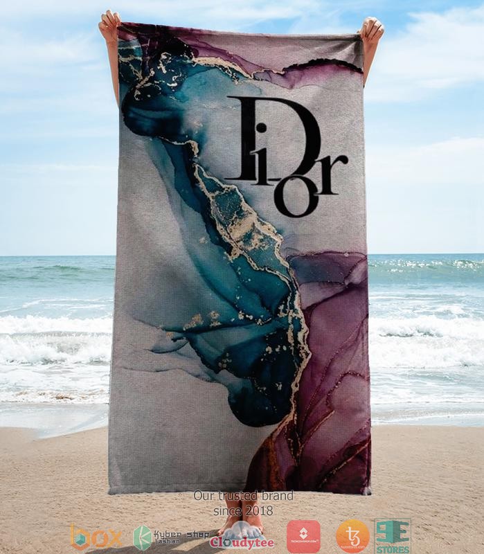 Dior Pink Blue variegated color Beach Towel